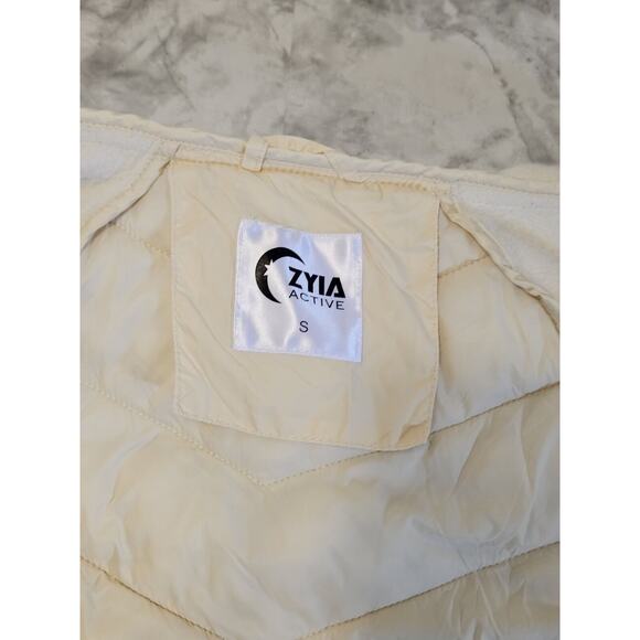 ZYIA Active Courchevel Fleece Hybrid Jacket Size SMALL Cream Activewear Coat - Picture 11 of 16